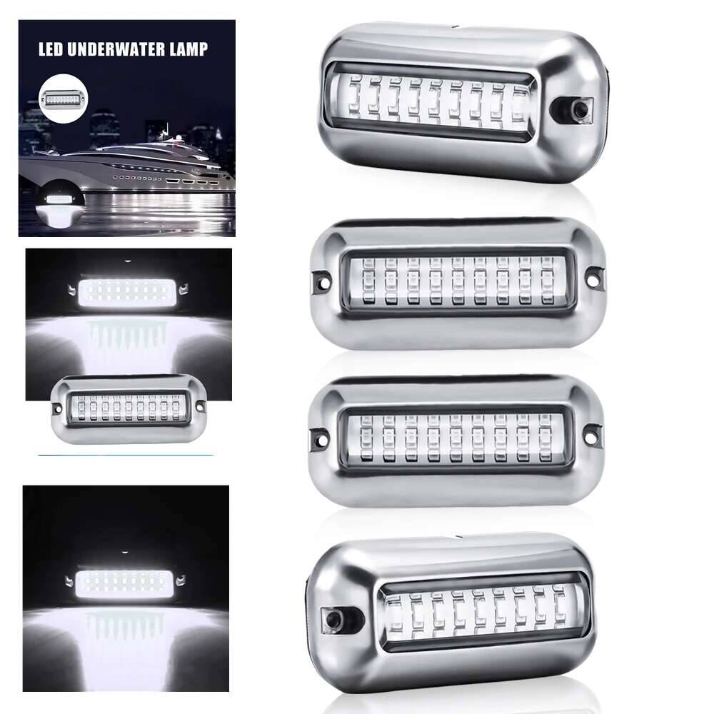 27LED 12V Transom Underwater Pontoon Ship Boat Accessories Stainless Steel Waterproof Marine Light IP68
