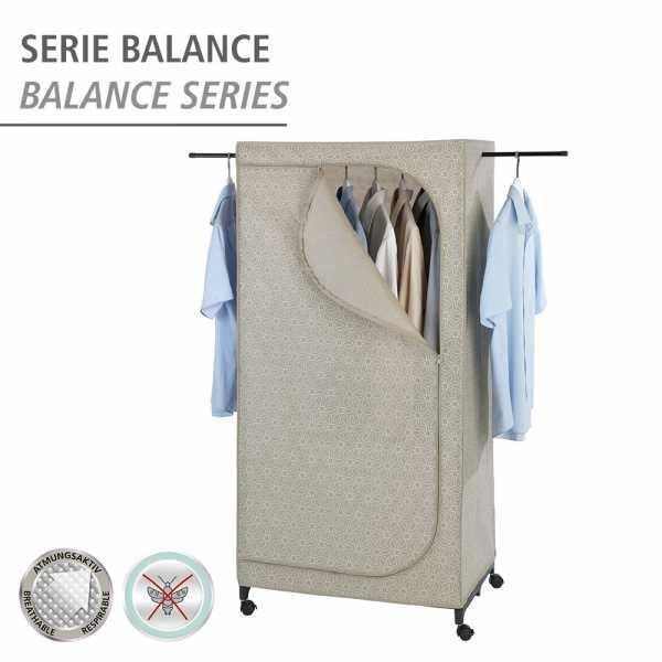 Wenko armoire tissu balance, penderie en tissu avec roulettes avec portant vêtement et fermeture éclair, polypropylène, taupe