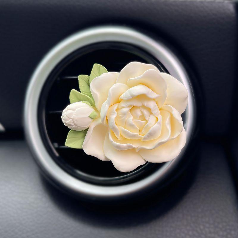 Air Outlet Flower Aromatherapy Car Decoration Gardenia Tulip Rose Peach Blossom Car Perfume Fragrant Stone Pendant