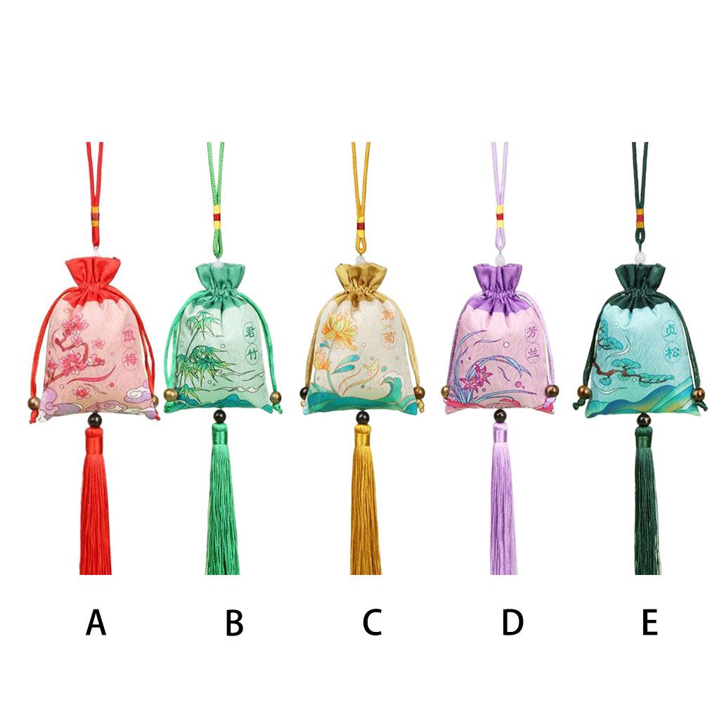 Fragrant Sachet Portable Replacing Vintage Chinese Style Necklace Jewelry Storage Bag Gift Pouch Ornament with Tassel