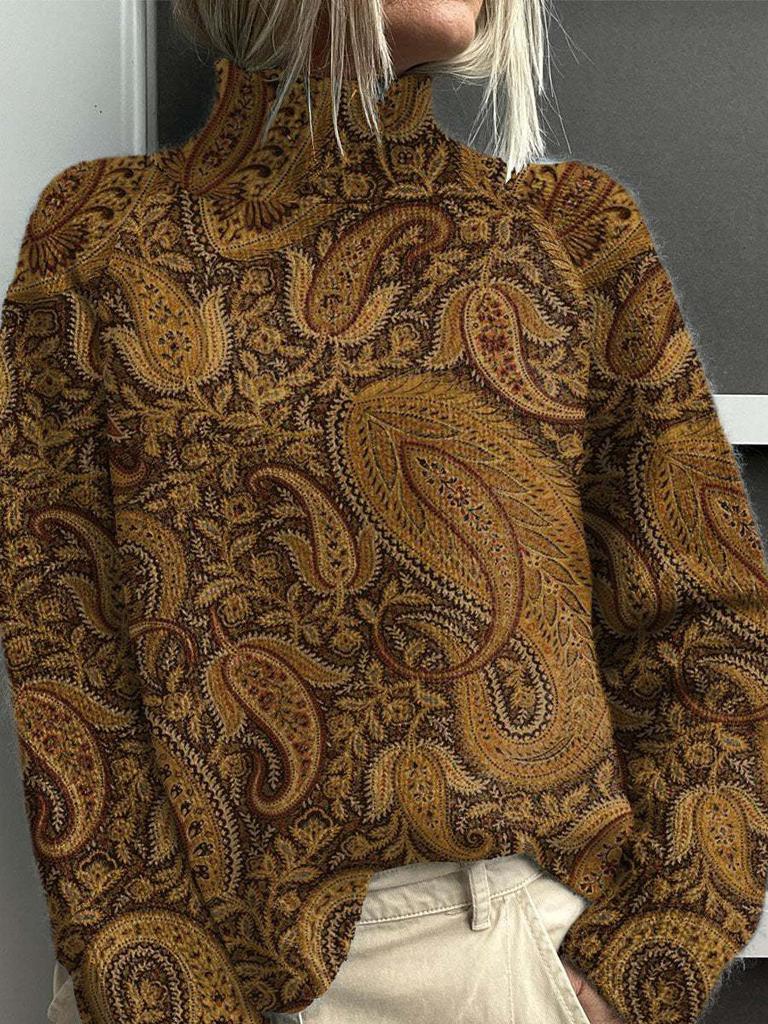 New Christmas abstract print casual cape jacket cardigan thick needle sweater