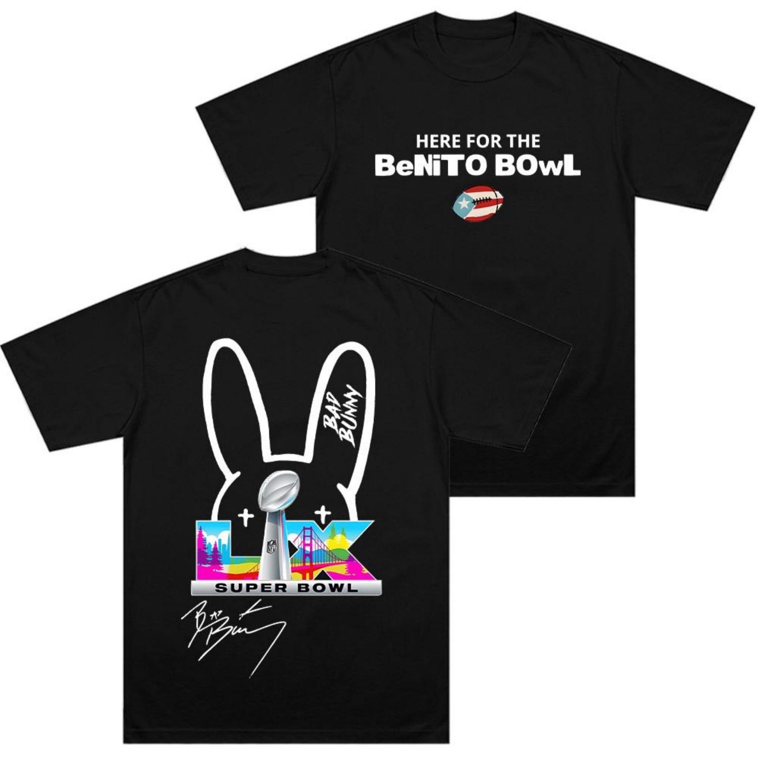 

Купити Bad Bunny Super Bowl LX Тут Для Benito Bowl Фірмові Футболки Унісекс Графічні Бавовняні З Круглим Вирізом Оверсайз Y2k З Коротким Рукавом Топи XXXXXL чорний