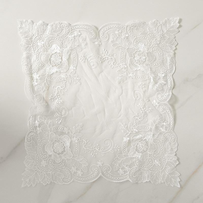 Lace Embroidery Dust Mat Table Mat Photo Decoration Background Props Home Tablecloth Cover Towel Transparent Mesh Beautiful White