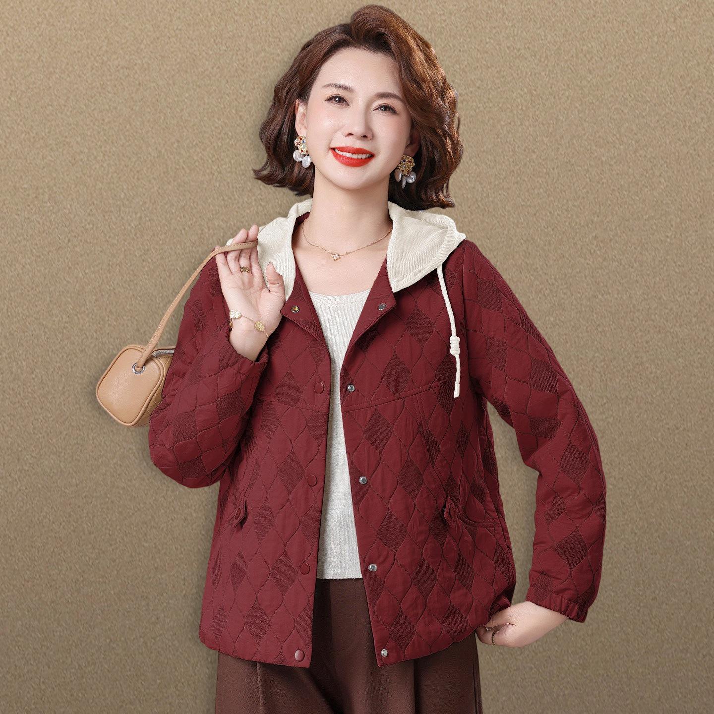 

Stylish Color-Block Spring Jacket for Middle-Aged and Elderly Women – Plus Size Slimming Design for Mother s Day 5XL (suggested 150-165 jin)