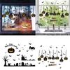 Autocollant de Fenêtre Réutilisable pour Halloween Design Chauve-souris et Citrouille Autocollant Statique Décorations Pour Usage Intérieur et Extérieur