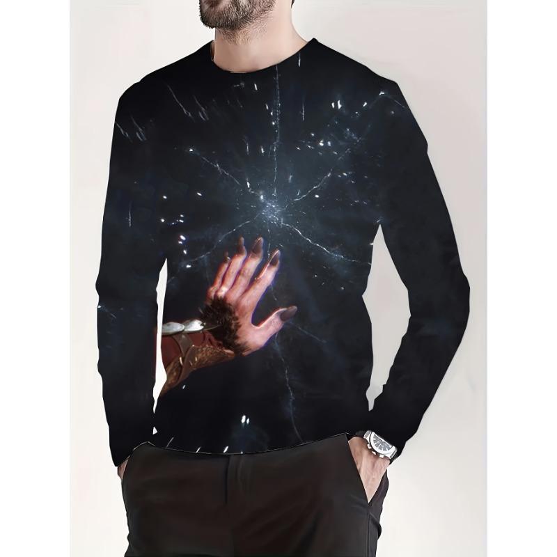 

Футболка с 3D-принтом в виде медведя на все времена года с круглым вырезом и длинным рукавом, модная, удобная, для отдыха на открытом воздухе, мужская одежда 6XL