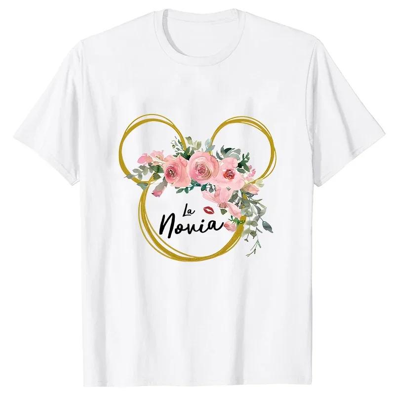 Spanish Team Bride Squad T-shirt Bachelorette Party Tshirt Bridal Wedding Future Bride To Be Tees Flowers Short Sleeved Tops