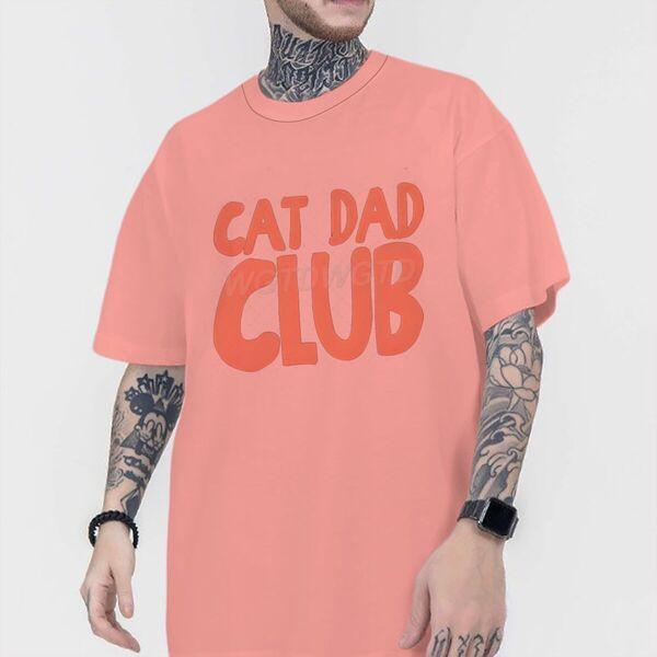 Cotton Mens Clothing Cat Dad Club Print T Shirt High Quality Cotton Male Short Sleeve Streetwear Fun Animal Kitten Tshirts