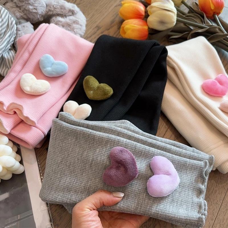 Girls Fleece Lined Pants Winter Warm Korean Style Fashion Heart Print Tights for Baby Toddler Leggings Trousers