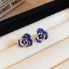 Vintage Drip Oil Floral Earrings: Retro High-End Studs for Women