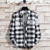 Fall Spring Men Shirt Lapel Long Sleeve Single-breasted Plaid Print Warm Cardigan Color Matching Buttons Mid Length Loose Men Top