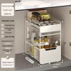 Estante para Fregadero de Cocina Multifuncional con Cestas Extraíbles y Almacenamiento para Especias
