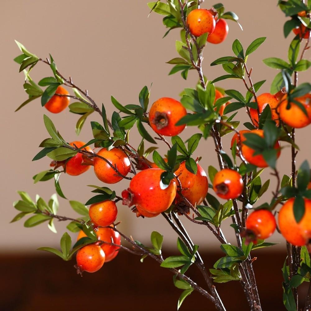 Plastic Artificial Pomegranate Branches 6-Fruit Simulation Foam Fruit Tree Indoor Outdoor