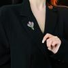 Women Brooch High-Gloss Rhinestone Inlay Sparkling Lavender Design Lapel Pin Non-Slip Buckle Scarf Badge Clothing Bags Accessories