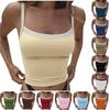 Women's Slim Fit Cropped Tank Top Basic Camisole Spaghetti Straps Backless Design Stretchy Lightweight Summer Casual Wear