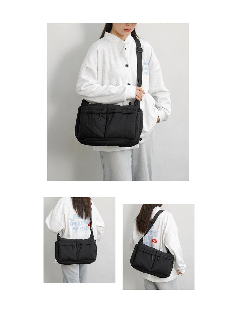 Unisex Herbst/Winter Nylon Umhängetasche - Große Kapazität, Baumwollgepolstert, Weiche Schultertasche für den lässigen Pendelverkehr