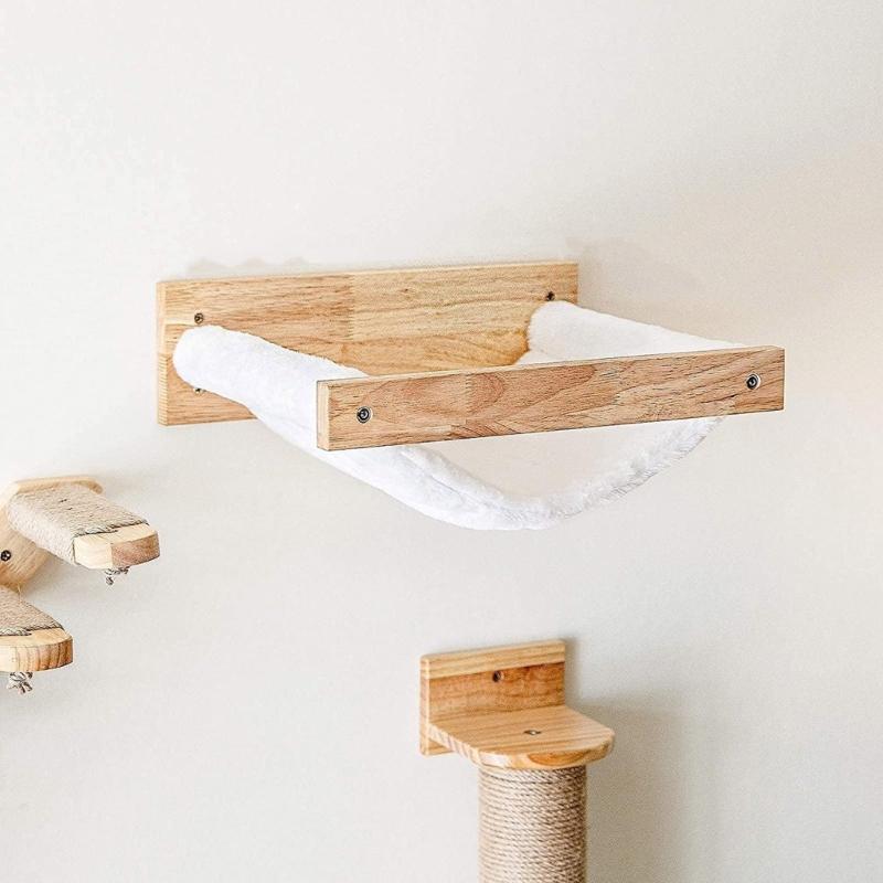 Stable Wood Wall Mounted Cats Perches for Active Cats Easyly Mount Secure Resting Bed Stability Support