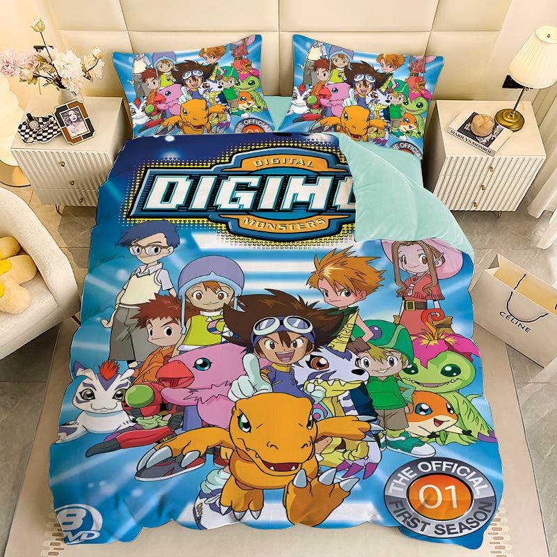 Gamer Digital-monsters Beding Set Digimon Soft with Soft Fabric Duvet Cover Plus Pilowcases Unfiled Single Double Bed Children Young Gift