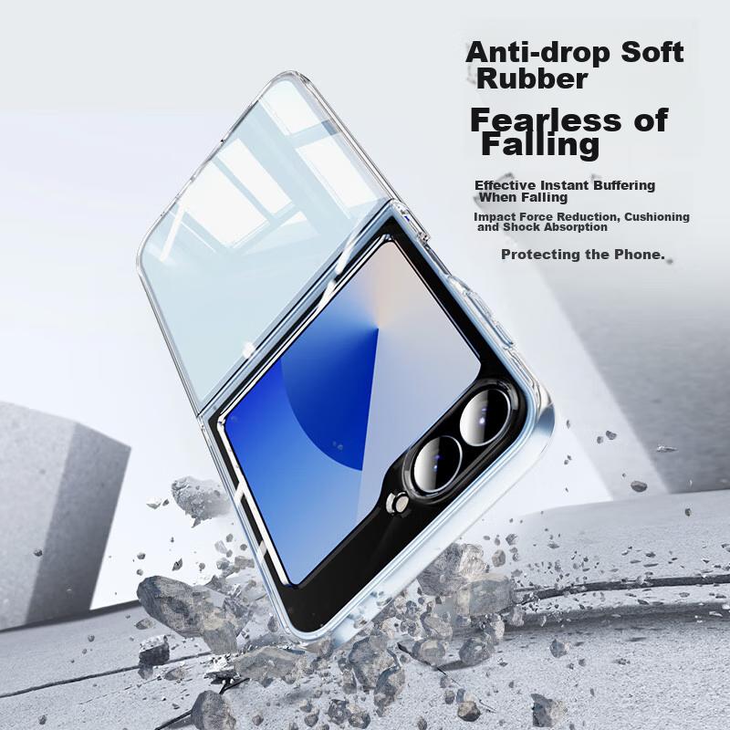 BIAZE Phone Case for Samsung Z Flip6/W25 Flip Foldable Screen, Shockproof Protective Cover, Slim Heat Dissipation Transparent Case JK694 Transparent