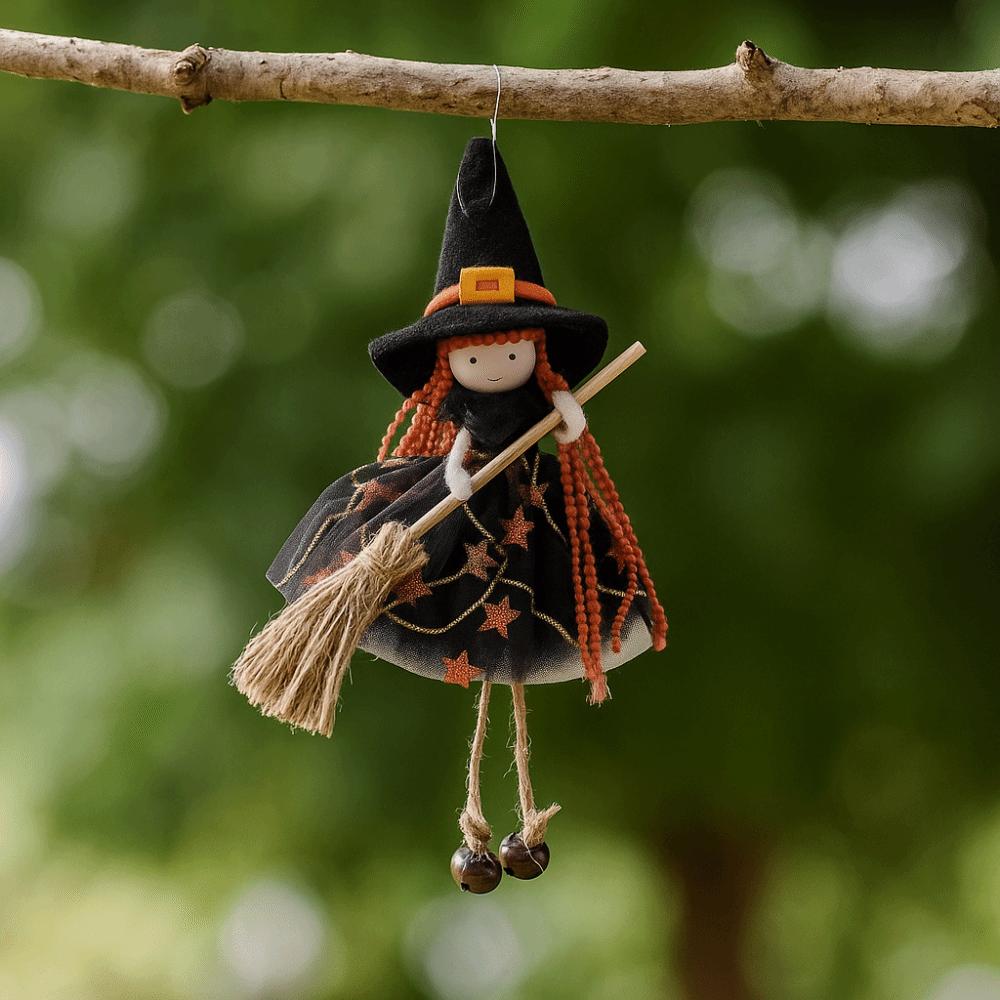Kid Toy Halloween Witch Dolls Hanging Witch Figurine Handicraft  for Christmas Tree