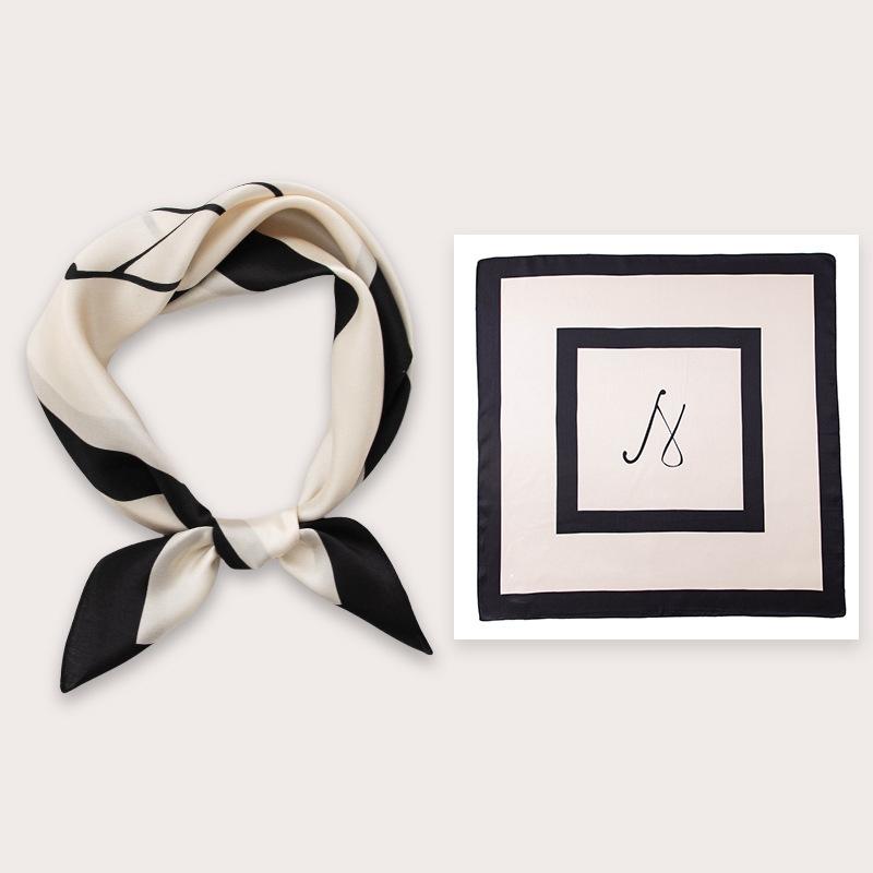 53Cm spring and summer new temperament women's 100% mulberry silk printed silk scarf fashion versatile high-end scarf shawl