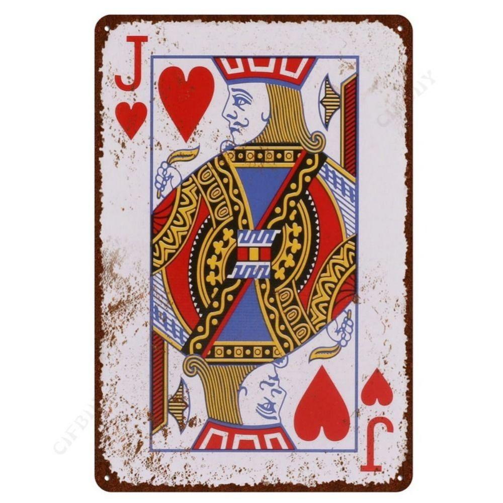 Spelkortsposter på väggen, metallplatta 20x30cm