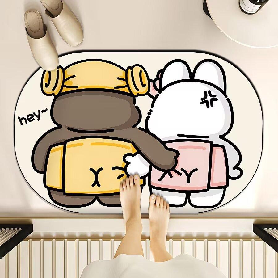Cartoon Bathroom Floor Mats Water Absorption  Dirt Resistance  Anti Slip Diatom Mud Cushion Bathroom Entrance Door Mat
