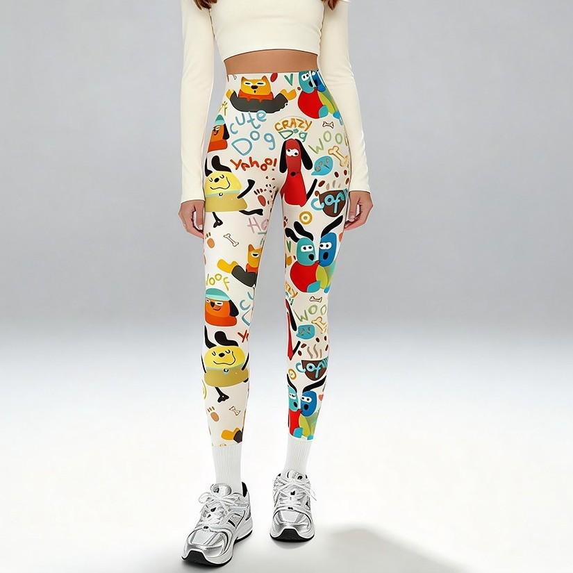 

Butt-Lifting High-Waisted Yoga Pants with Cute Dog Design for Women Medium