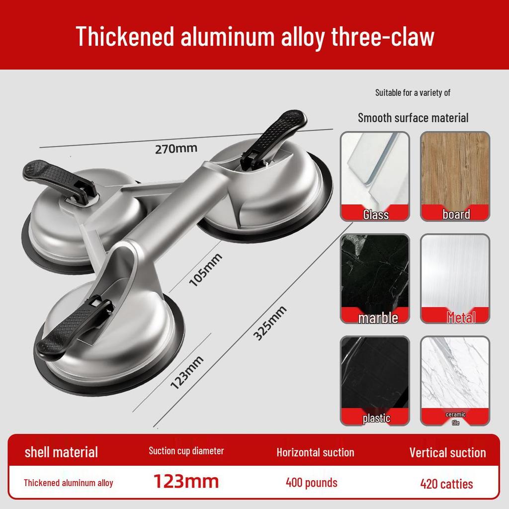 Aluminum Buckle Suction Cup Lifter for Ceiling, Tile, and Glass Installation