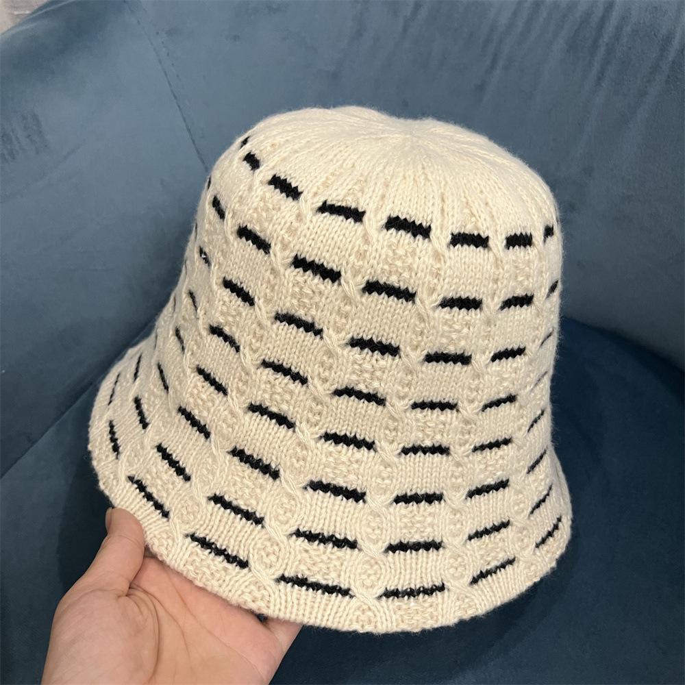 Mixed Color Knitted Wool Bucket Hat Versatile Bucket Hat Autumn and Winter Warm Washbasin Hat Wool Hat Tide
