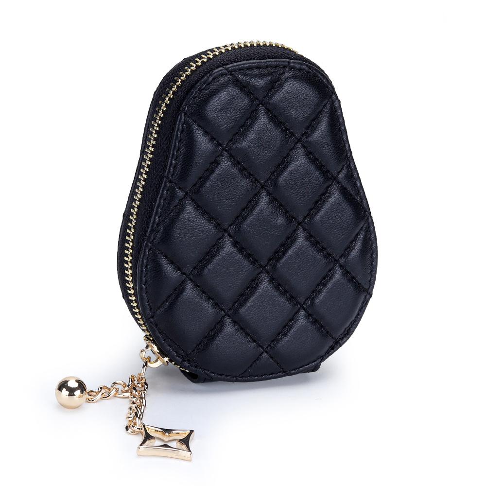 Genuine Leather Credit Card Holder Solid Zipper Bag Women Wallet Bank Sheepskin Leather Wallets Designer Quilted Cardholder