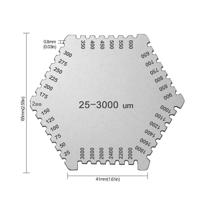 High-Precision Stainless Steel Hexagonal Wet Film Thickness Gauge Comb