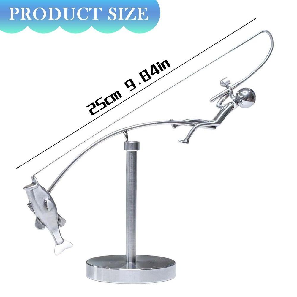 Desk Ornament The Fisherman Balancing Sculpture Metal Fishing Statue  for Home & Office Decor