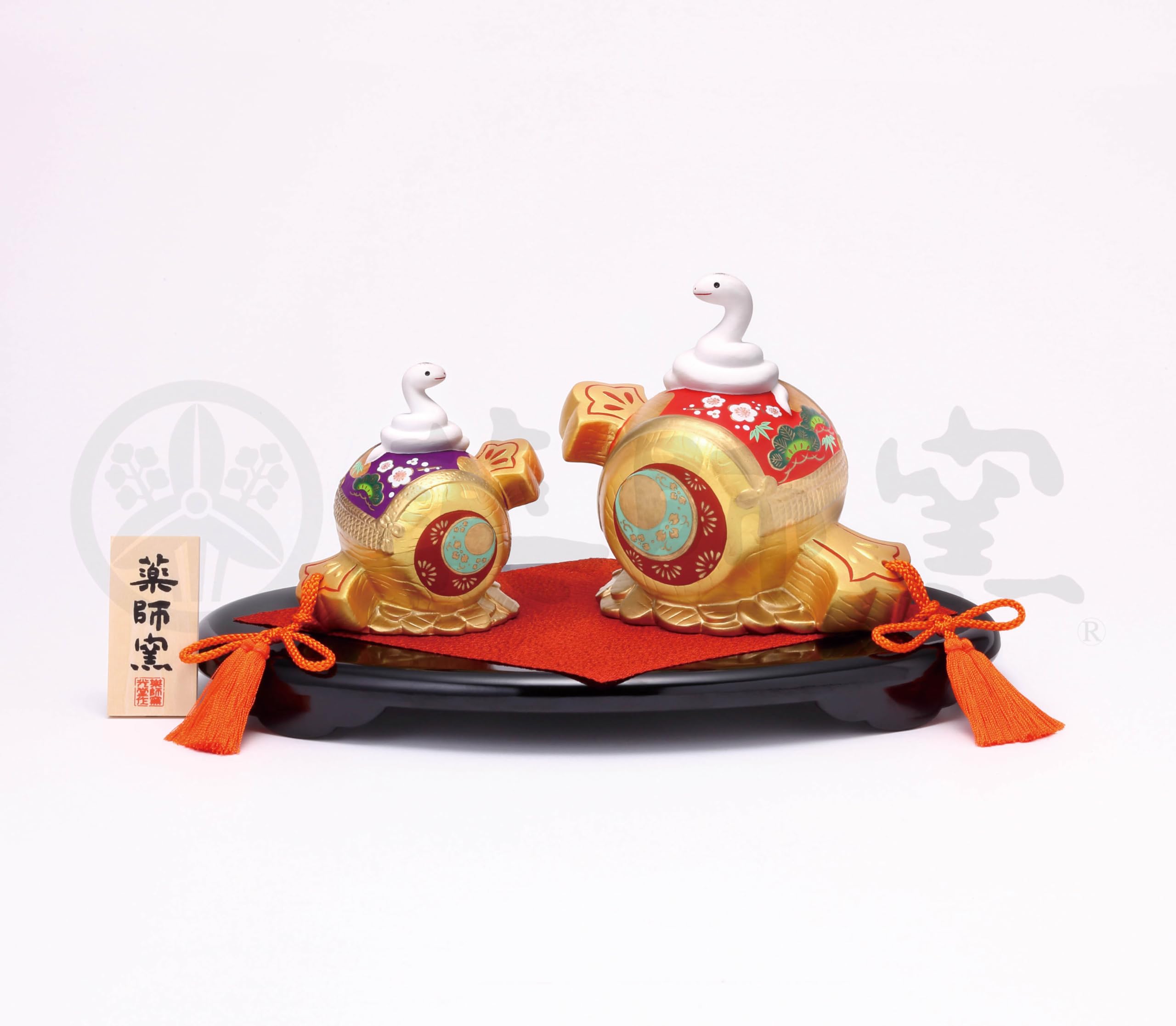 Yakushi Kiln 2025 Year of the Snake (Chinese Zodiac) Brocade Snake Lucky Charm (Good Fortune Hammer - Parent and Child)