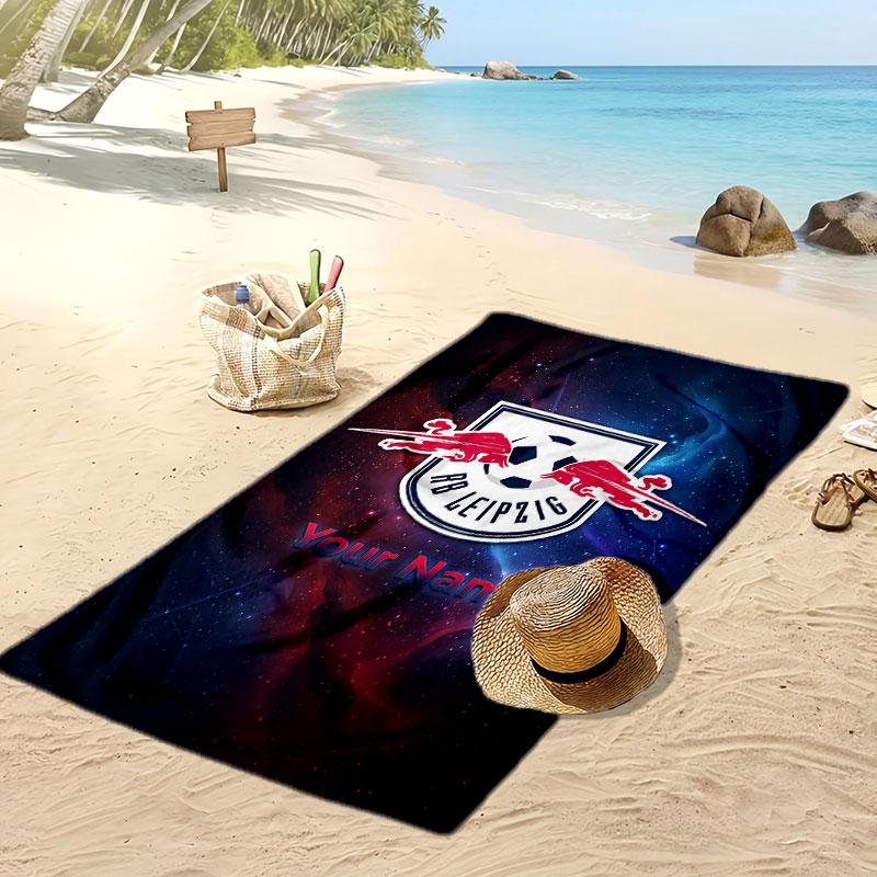 RB Leipzig FC Personalisiertes Bedrucktes Strandtuch Fußballlogo Unterstützung Benutzerdefinierter Name Text Absorbierendes Handtuch Für Sport Reisen Besonderes Geschenk