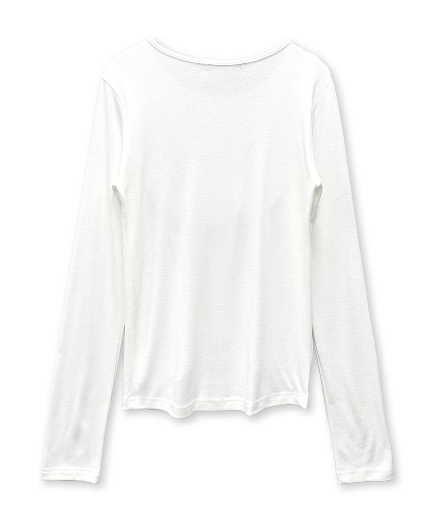 Damiswi Typography Cross U-Neck Long Sleeve_Ivory