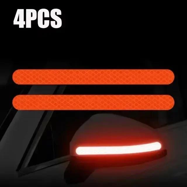 6/2pcs Car Reflective Safety Strip Stickers Car Rearview Mirror Reflective Sticker Reflective Warning Safety Tape Accessories