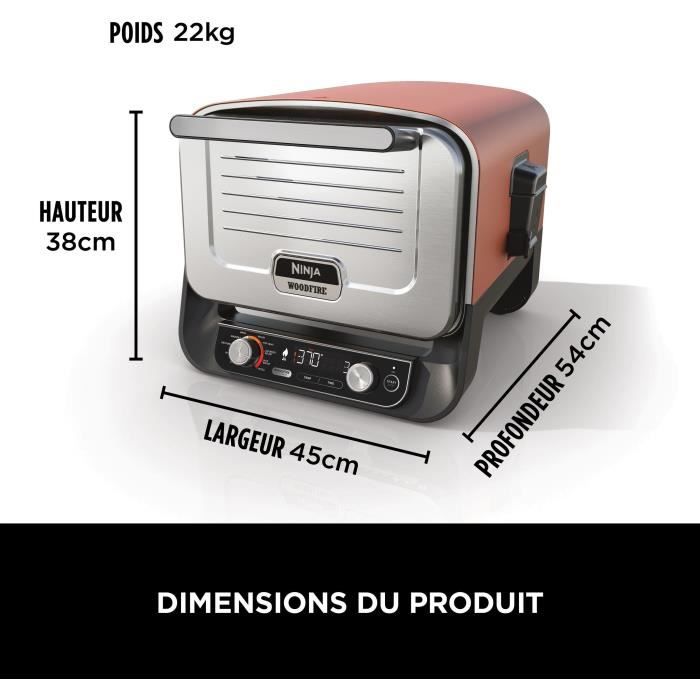 Pizzaofen NINJA - Woodfire OO101EU - 8 Garprogramme - Bis zu 370°C - 2400W