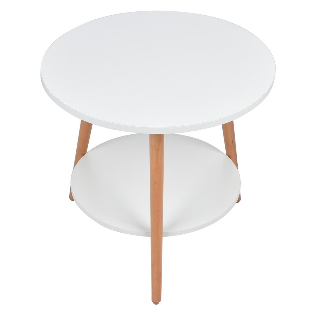 White 2 Layer Storage Coffee Table Side Table Living Room Balcony Furniture for Home