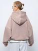 Felpa da donna casual a tinta unita con cappuccio, vestibilità aderente, manica lunga, manica corta, pullover, felpa con cappuccio e tasca