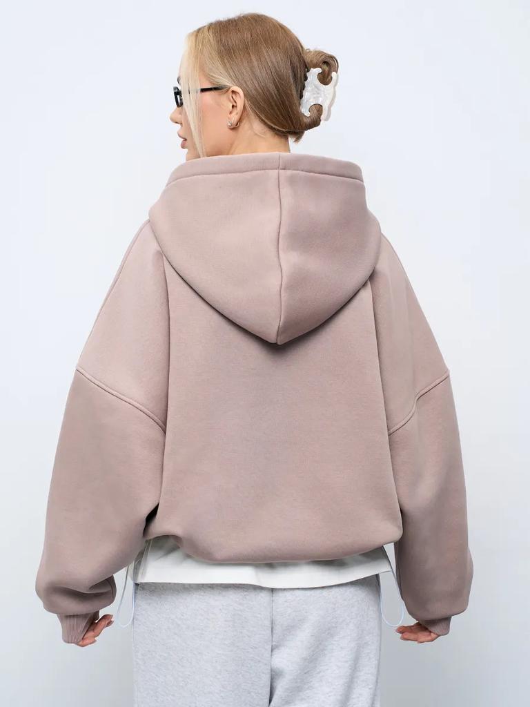 Felpa da donna casual a tinta unita con cappuccio, vestibilità aderente, manica lunga, manica corta, pullover, felpa con cappuccio e tasca