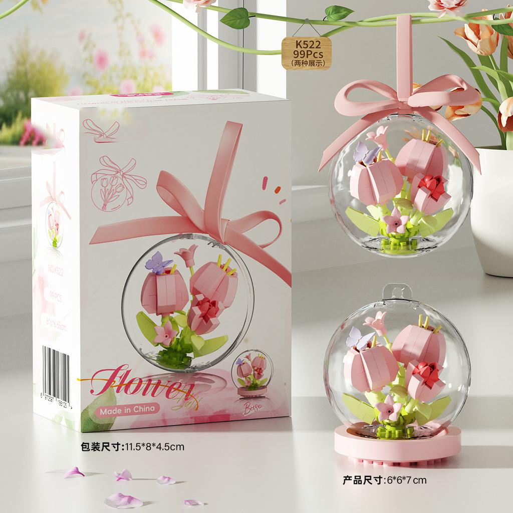 Romantic Rose Flower Moc Building Block Moc Bricks Sets for Adults Girl Micro Construction Set Flower Model Assembling Toy Gifts