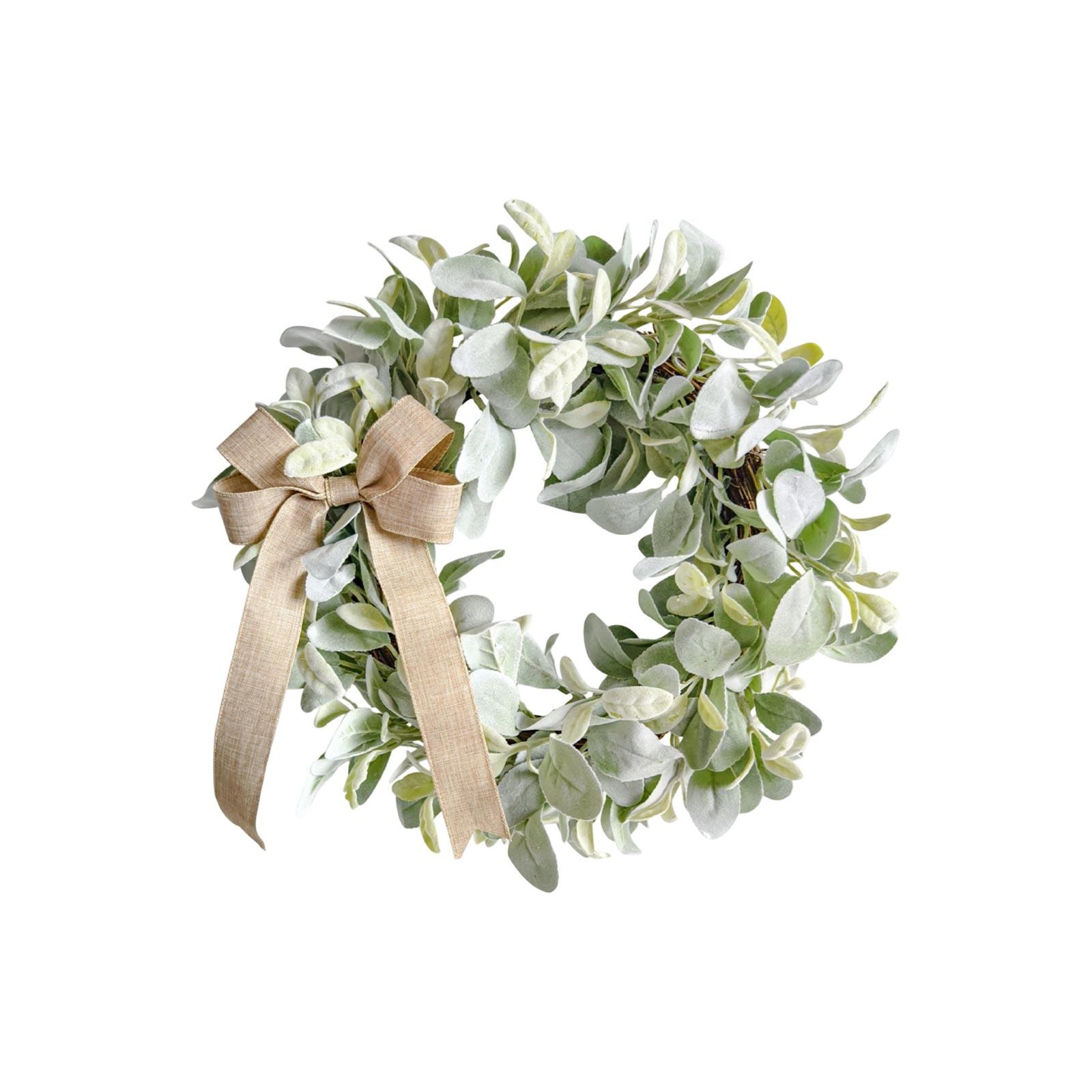 Simulated Lamb Wool Ear Leaf Flower Wreath, Simulated Flower Wreath, Holiday Decoration, Door Decoration One Size