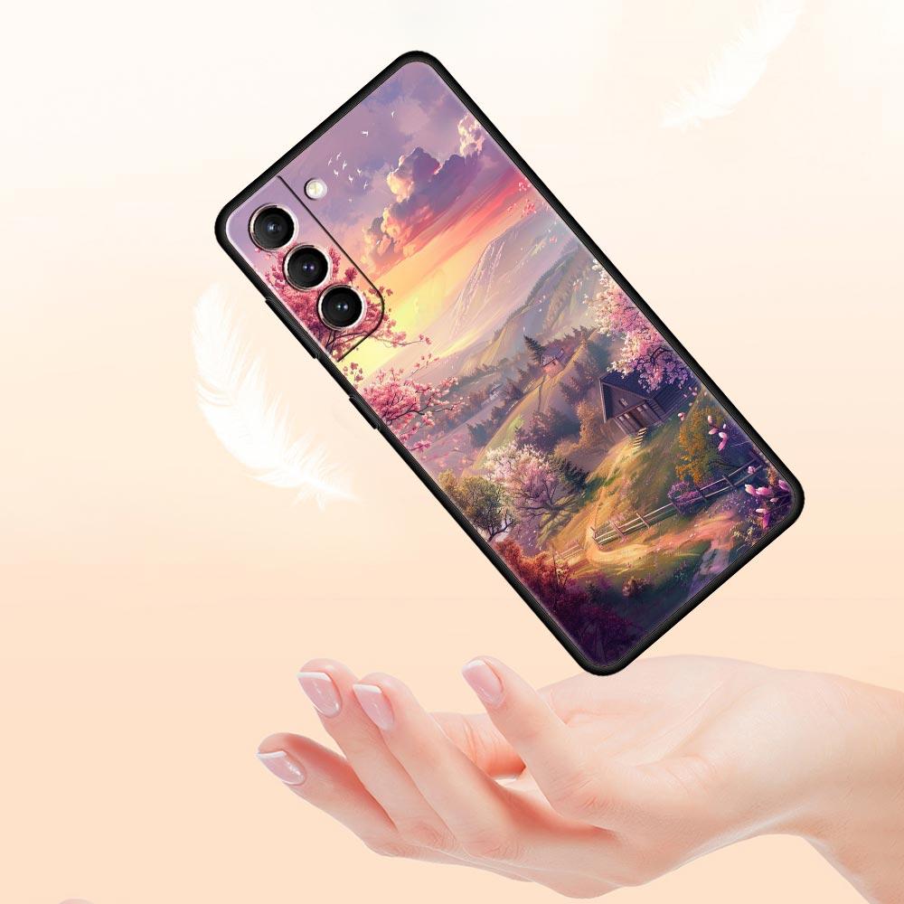 Korean Flower Phone Case for Samsung Galaxy S26 S25 S24 S23 S22 S20 S21 FE Ultra S25 Edge Plus 5G Soft TPU Cover Fundas Capa Bag