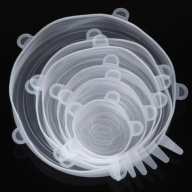 Новые 6 шт. адаптивные крышки силиконовые крышки для еды эластичные эластичные свежие крышки для микроволновой печи эластичные силиконовые крышки для кухонных принадлежностей белый