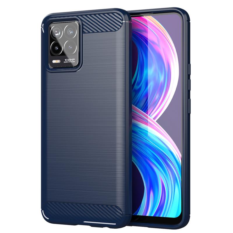 

Для Realme 8 Pro Чехол Fiber Carbon Противоударный Мягкий Силиконовый Бампер Чехол для Realme 8 Для Realme 7 Realme 7 Pro Realme C21 C17 For Realme C21 синий