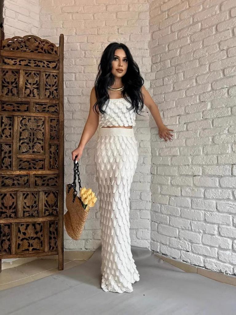 New Women's Fashion Strappy Two-Piece Set Scale Design Sweet & Spicy Half Skirt Suit Elegant