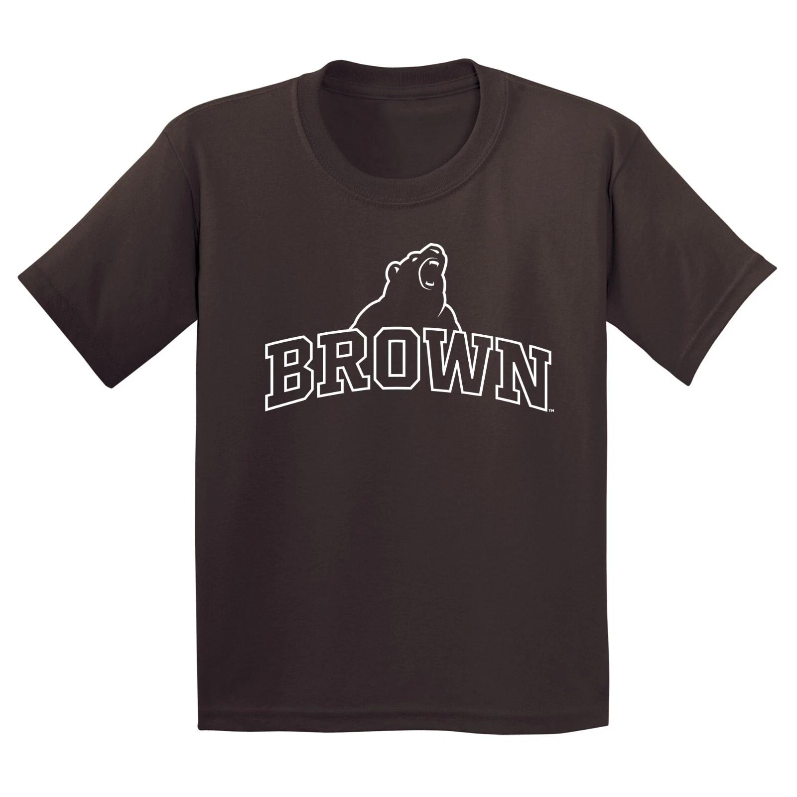 Brown University Bears Arch Logo Licensed Unisex Youth T-Shirt - Dark Chocolate S