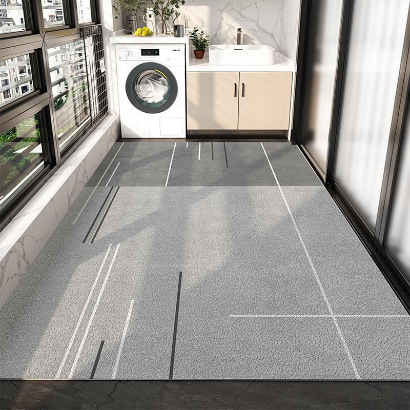 Carpet for Balcony Waterproof Floor Mat Large Gray Carpets Pvc Leather Non-slip Foot Mats Home Decoration Rugs Kitchen