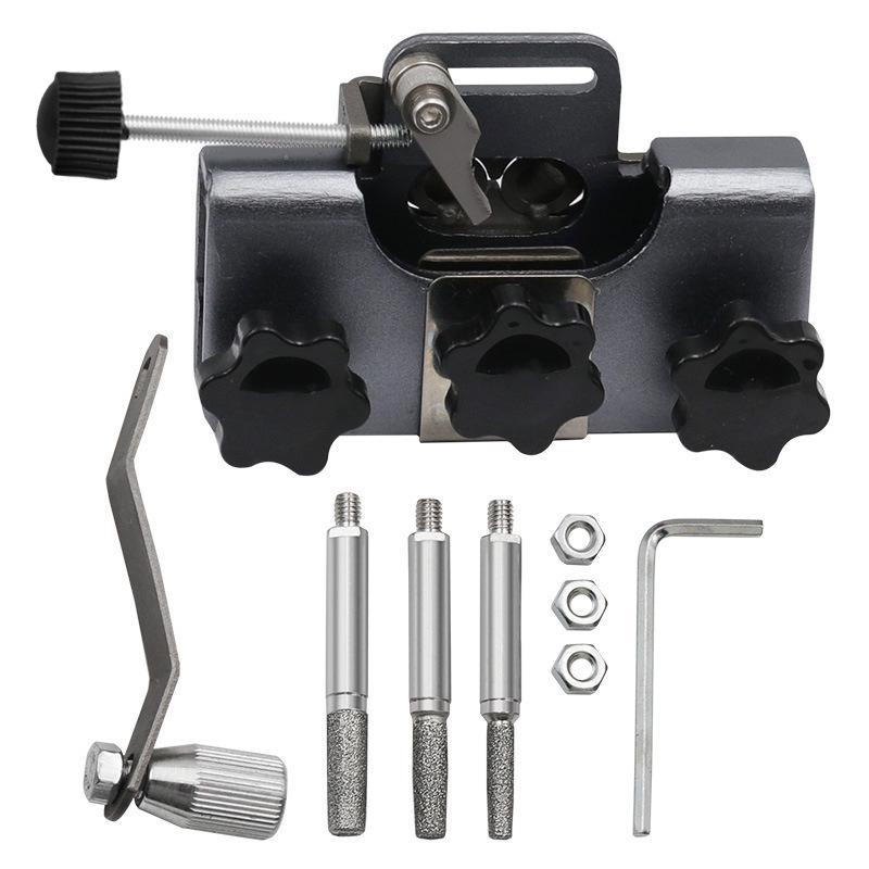 Portable Hand-Crank Chainsaw Sharpener and Clamp Tool